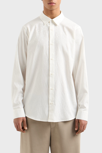 Armani Exchange Tümü Logolu % 100 Pamuk Regular Fit Erkek Gömlek XM000431 AF13131 F0045 EKRU - 1