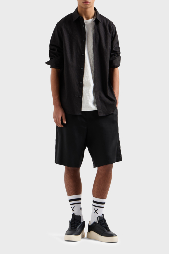 Armani Exchange Tümü Logolu % 100 Pamuk Regular Fit Erkek Gömlek XM000431 AF13131 FC041 SİYAH - 3