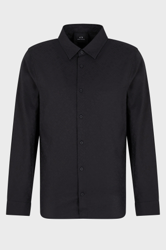 Armani Exchange Tümü Logolu % 100 Pamuk Regular Fit Erkek Gömlek XM000431 AF13131 FC041 SİYAH - 5