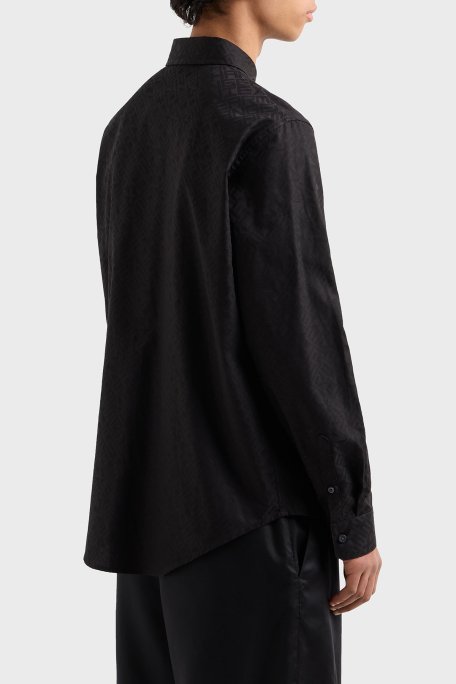 Armani Exchange Tümü Logolu % 100 Pamuk Regular Fit Erkek Gömlek XM000431 AF13131 FC041 SİYAH - 3