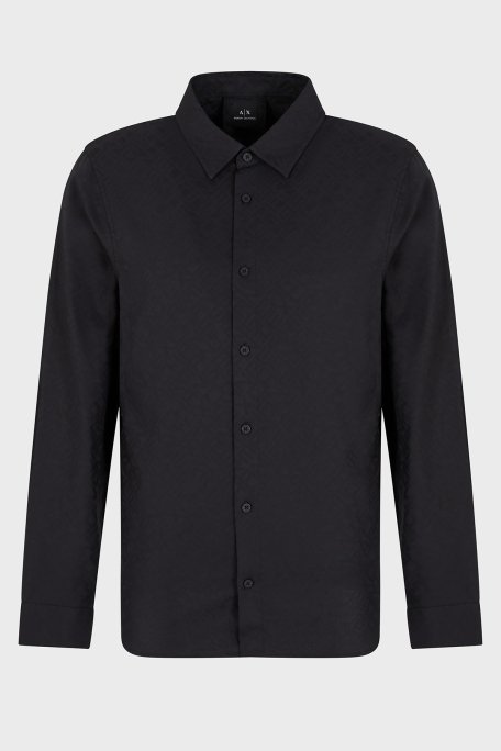 Armani Exchange Tümü Logolu % 100 Pamuk Regular Fit Erkek Gömlek XM000431 AF13131 FC041 SİYAH - 5