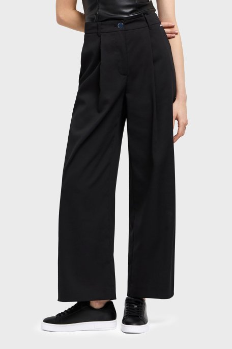 Armani Exchange Wide Leg Normal Bel Bol Paça Klasik Bayan Pantolon XW000437 AF12749 UC001 SİYAH - 1