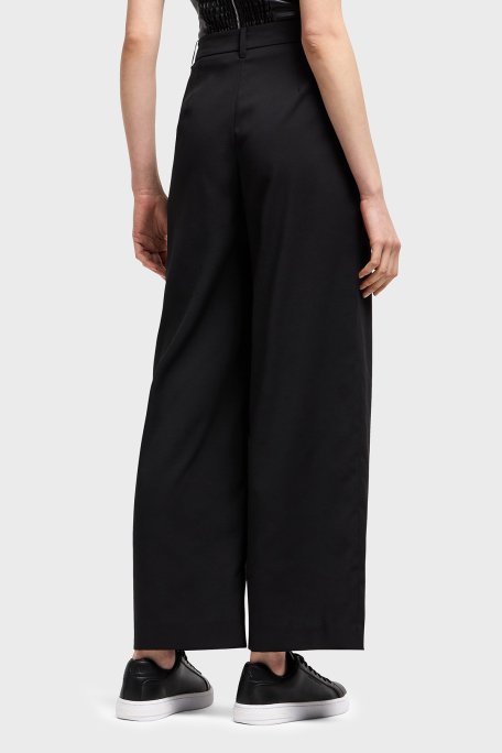 Armani Exchange Wide Leg Normal Bel Bol Paça Klasik Bayan Pantolon XW000437 AF12749 UC001 SİYAH - 2