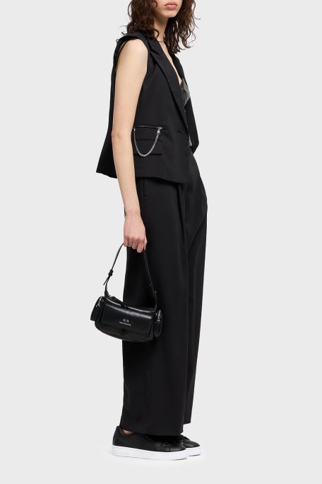 Armani Exchange Wide Leg Normal Bel Bol Paça Klasik Bayan Pantolon XW000437 AF12749 UC001 SİYAH - 3