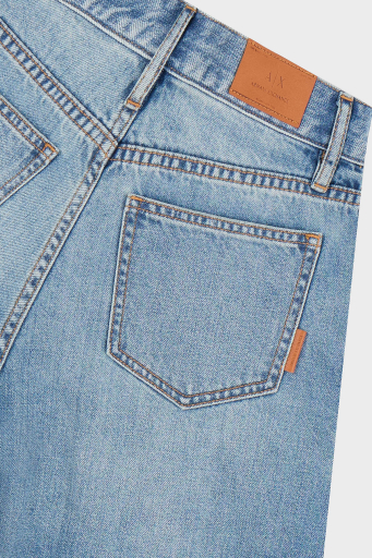 Armani Exchange Wide Leg Yüksek Bel Bol Paça Pileli Jeans Bayan Kot Pantolon XW000073 AF12851 MB003 AÇIK MAVİ - 5