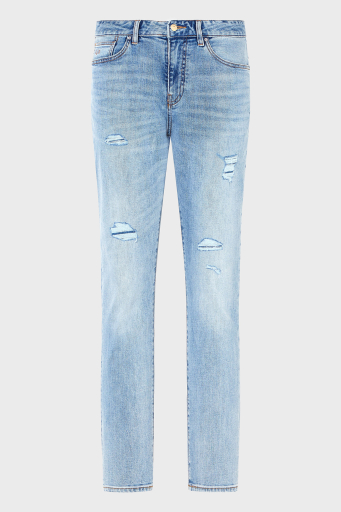 Armani Exchange Yırtıklı Streç Pamuklu Skinny Fit Normal Bel Dar Paça Jeans Erkek Kot Pantolon XM000070 AF15188 MB003 AÇIK MAVİ - 6