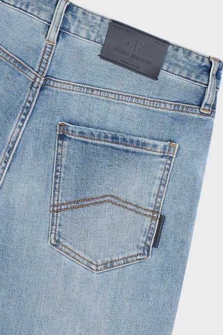 Armani Exchange Yırtıklı Streç Pamuklu Skinny Fit Normal Bel Dar Paça Jeans Erkek Kot Pantolon XM000070 AF15188 MB003 AÇIK MAVİ - 5