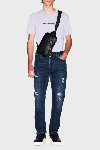 Armani Exchange Yırtıklı Streç Pamuklu Skinny Fit Normal Bel Dar Paça Jeans Erkek Kot Pantolon XM000070 AF15188 MB010 LACİVERT - 1