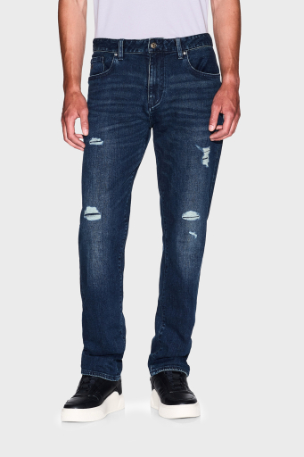 Armani Exchange Yırtıklı Streç Pamuklu Skinny Fit Normal Bel Dar Paça Jeans Erkek Kot Pantolon XM000070 AF15188 MB010 LACİVERT - 2