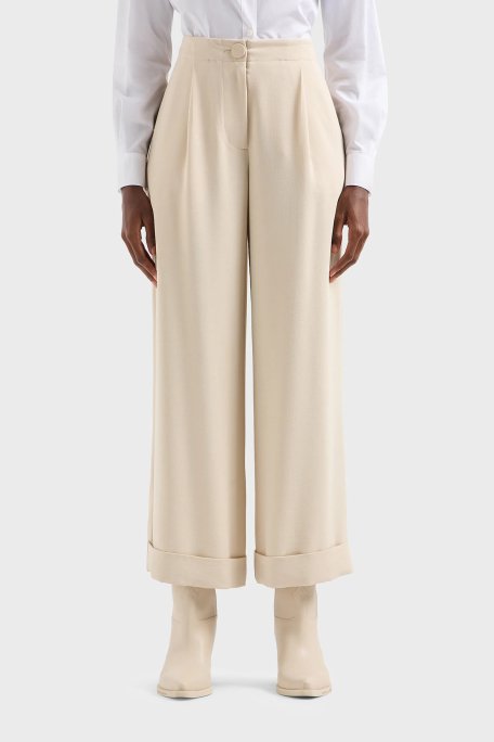 Armani Exchange Yüksek Bel Relaxed Fit Geniş Paça Bayan Pantolon 3DYP31 YN1QZ 1787 BEJ - 1