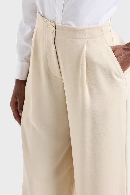 Armani Exchange Yüksek Bel Relaxed Fit Geniş Paça Bayan Pantolon 3DYP31 YN1QZ 1787 BEJ - 4