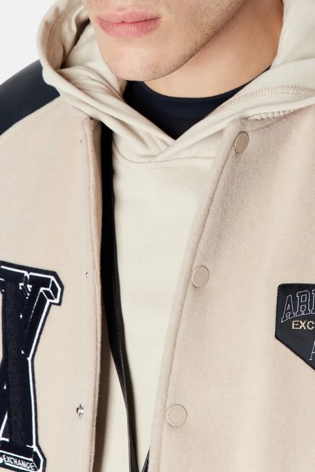 Armani Exchange Yünlü Kolej Yaka Regular Fit Bomber Erkek Ceket 6RZB21 ZNIKZ 49AJ BEJ - 2