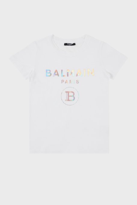 Balmain Pamuklu Bisiklet Yaka Çocuk T Shirt 6M8021 MX030 100MC BEYAZ - 1