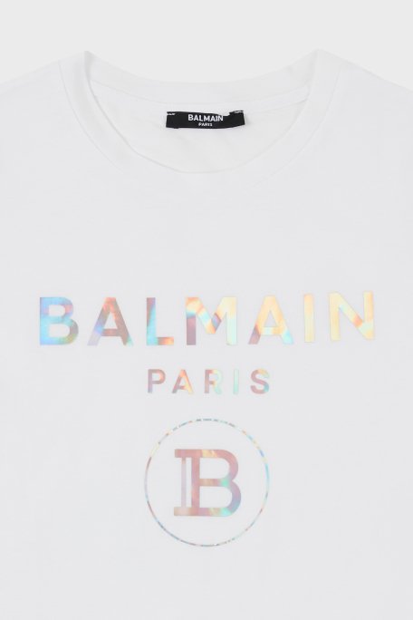 Balmain Pamuklu Bisiklet Yaka Çocuk T Shirt 6M8021 MX030 100MC BEYAZ - 2