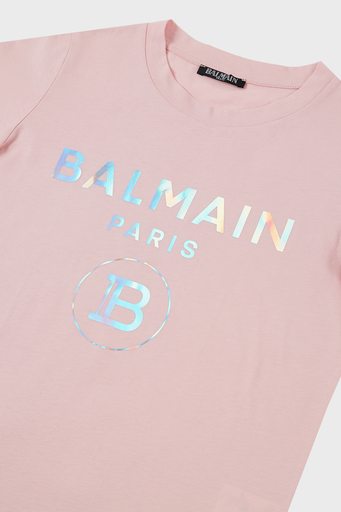 Balmain Pamuklu Bisiklet Yaka Çocuk T Shirt 6M8021 MX030 502MC PUDRA - 4