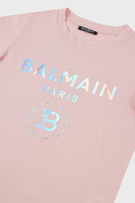 Balmain Pamuklu Bisiklet Yaka Çocuk T Shirt 6M8021 MX030 502MC PUDRA - 4