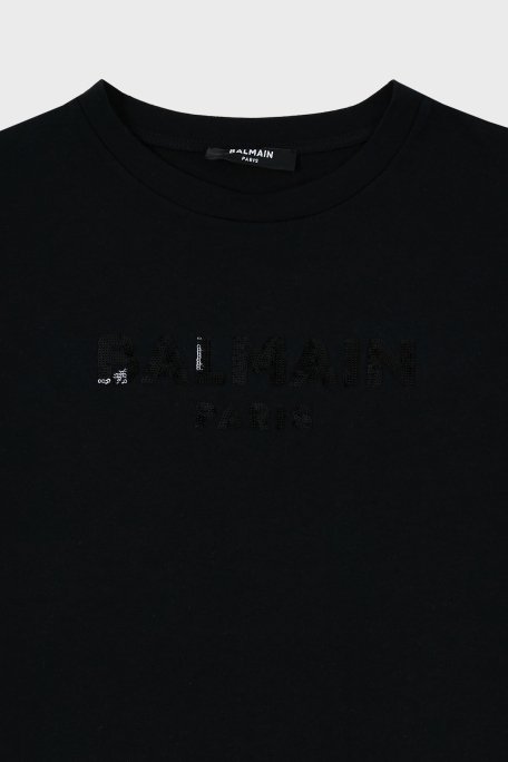Balmain Pamuklu Bisiklet Yaka Çocuk T Shirt 6M8071 MA030 930 SİYAH - 2