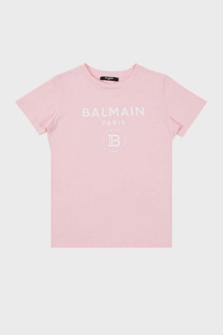 Balmain Pamuklu Bisiklet Yaka Çocuk T Shirt 6M8701 MX030 506BC PUDRA - 1