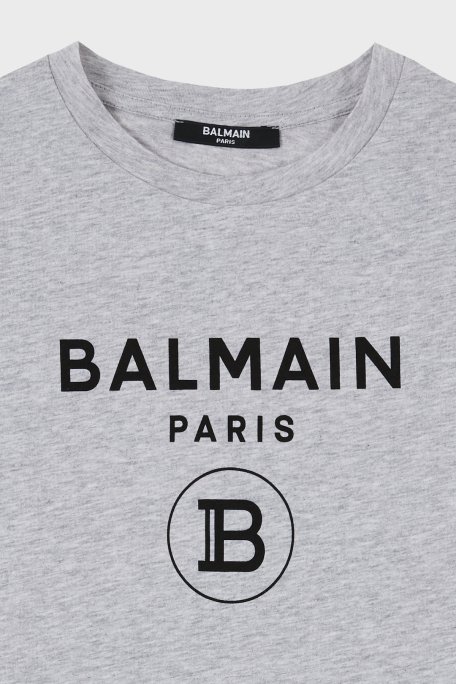 Balmain Pamuklu Bisiklet Yaka Çocuk T Shirt 6M8701 MX030 905NE GRİ - 3