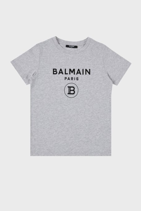 Balmain Pamuklu Bisiklet Yaka Çocuk T Shirt 6M8701 MX030 905NE GRİ - 4