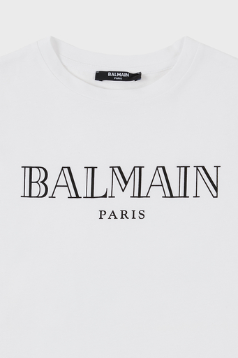 Balmain Pamuklu Bisiklet Yaka Çocuk T Shirt 6M8721 MX030 100 BEYAZ - 3
