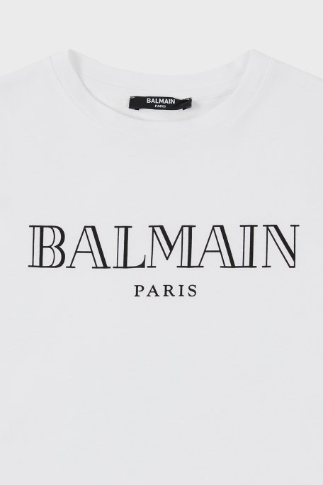 Balmain Pamuklu Bisiklet Yaka Çocuk T Shirt 6M8721 MX030 100 BEYAZ - 3