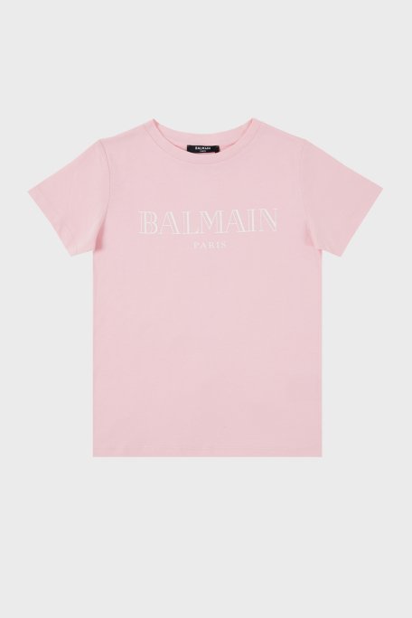 Balmain Pamuklu Bisiklet Yaka Çocuk T Shirt 6M8721 MX030 506 PUDRA - 1