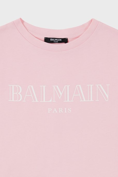 Balmain Pamuklu Bisiklet Yaka Çocuk T Shirt 6M8721 MX030 506 PUDRA - 3