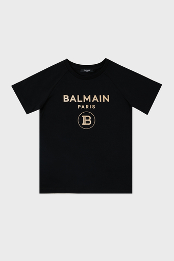 Balmain Pamuklu Bisiklet Yaka Çocuk T Shirt 6O8101 OX390 930OR SİYAH - 1
