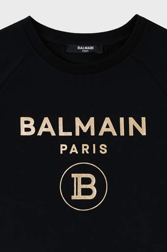 Balmain Pamuklu Bisiklet Yaka Çocuk T Shirt 6O8101 OX390 930OR SİYAH - 3