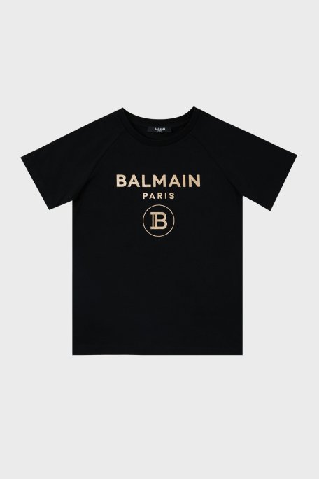 Balmain Pamuklu Bisiklet Yaka Çocuk T Shirt 6O8101 OX390 930OR SİYAH - 1
