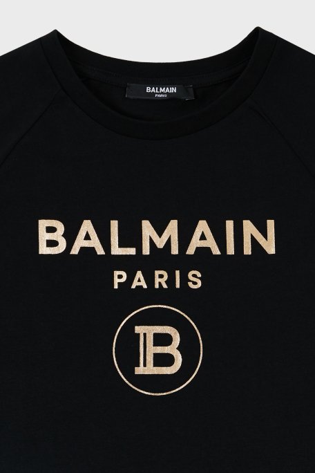 Balmain Pamuklu Bisiklet Yaka Çocuk T Shirt 6O8101 OX390 930OR SİYAH - 3