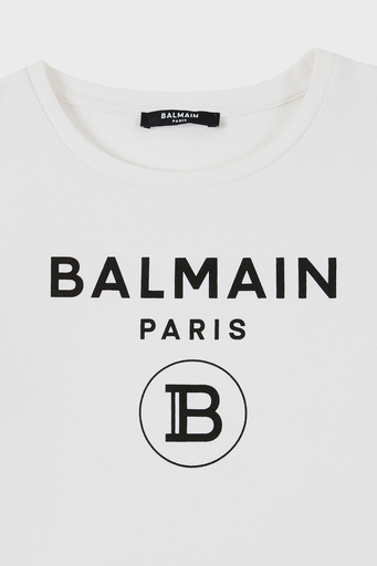 Balmain Pamuklu Bisiklet Yaka Pencereli Çocuk Sweat 6M4020 MX270 130 BEYAZ - 3