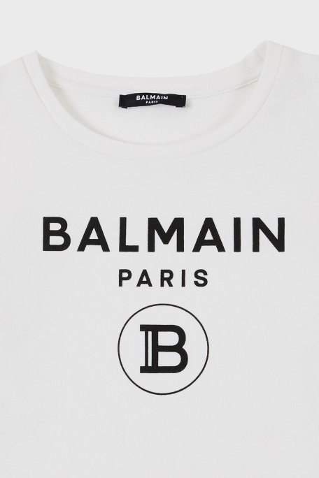 Balmain Pamuklu Bisiklet Yaka Pencereli Çocuk Sweat 6M4020 MX270 130 BEYAZ - 2