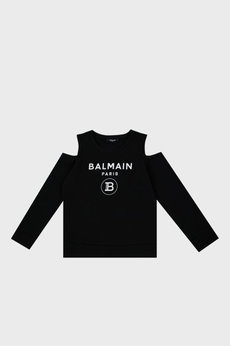 Balmain Pamuklu Bisiklet Yaka Pencereli Çocuk Sweat 6M4020 MX270 930 SİYAH - 1