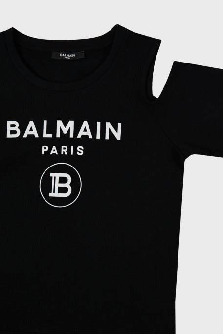 Balmain Pamuklu Bisiklet Yaka Pencereli Çocuk Sweat 6M4020 MX270 930 SİYAH - 4