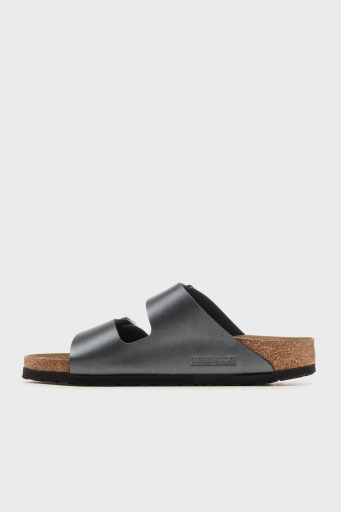 Birkenstock Arizona Bf Hakiki Deri Çift Bantlı Metalik Bayan Terlik 1029224 ANTRASİT - 2