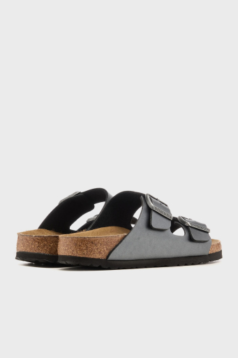 Birkenstock Arizona Bf Hakiki Deri Çift Bantlı Metalik Bayan Terlik 1029224 ANTRASİT - 4