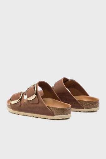 Birkenstock Arizona Big Buckle Leoi % 100 Deri Çift Bantlı Bayan Terlik 1011073 KONYAK - 5