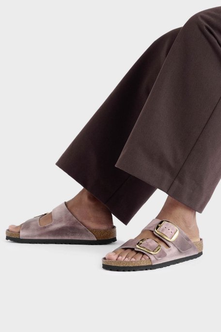 Birkenstock Arizona Big Buckle Leoli Hakiki Deri Ayarlanabilir Tokalı Bayan Terlik 1029267 LAVANTA - 8