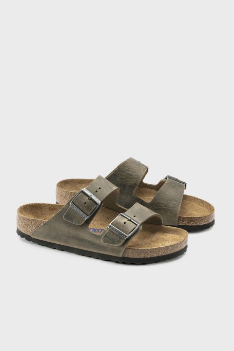 Birkenstock Arizona Sfb Deri Çift Bantlı Unisex Terlik 1019377 KOYU HAKİ - 2