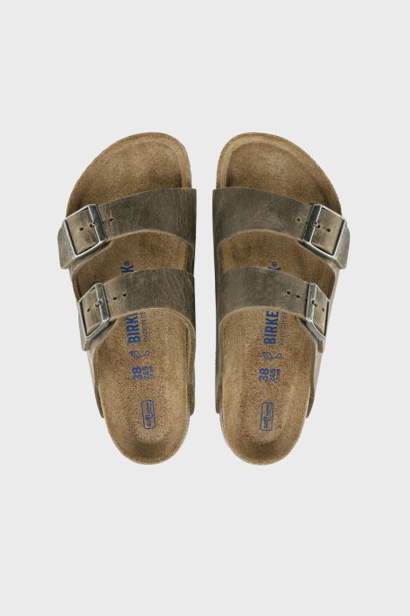 Birkenstock Arizona Sfb Deri Çift Bantlı Unisex Terlik 1019377 KOYU HAKİ - 4