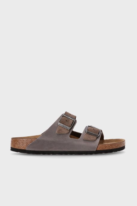 Birkenstock Arizona Vl Leoı Çift Bantlı Süet Erkek Terlik 1029167 Gri-Kahve - 1