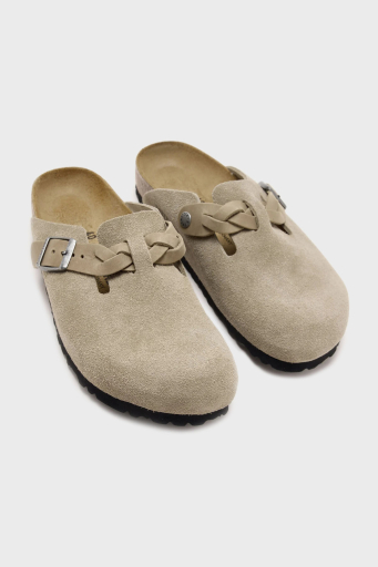 Birkenstock Boston Braided Kemer Detaylı Süet Bayan Terlik 1026694 AÇIK YEŞİL - 8