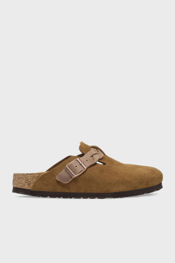 Birkenstock Boston Braided Kemer Detaylı Süet Bayan Terlik 1026713 VİZON - 1