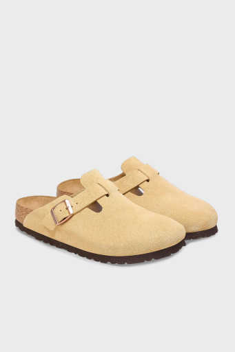 Birkenstock Boston Vl Kemer Detaylı Süet Unisex Terlik 1026164 BEJ - 2