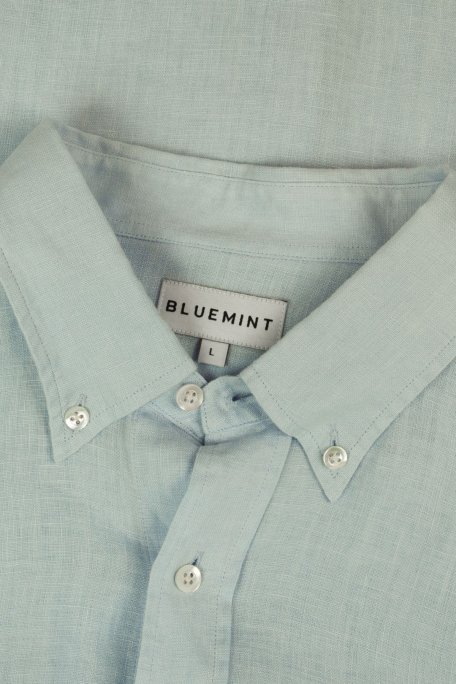 Bluemint % 100 Keten Comfort Fit Düğmeli Yaka Erkek Gömlek BM25002003MS 1144 AÇIK HAKİ - 3