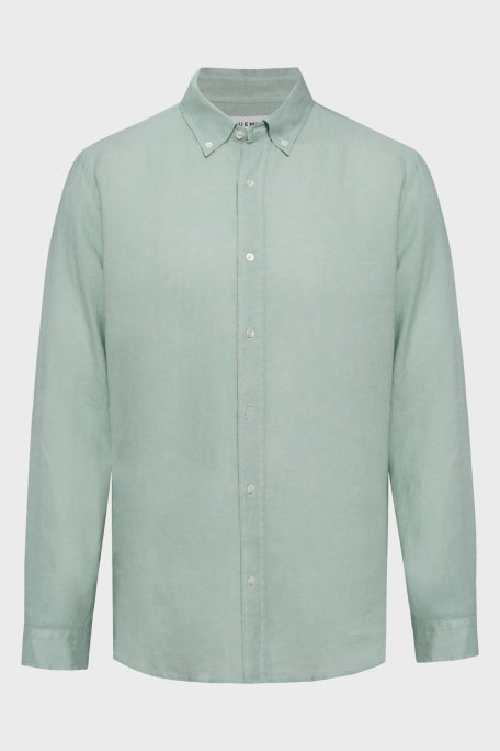 Bluemint % 100 Keten Comfort Fit Düğmeli Yaka Erkek Gömlek BM25002003MS 1144 AÇIK HAKİ - 4