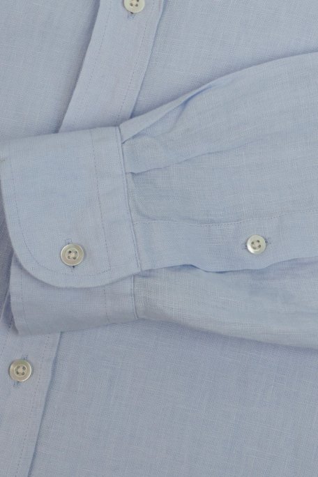Bluemint % 100 Keten Comfort Fit Düğmeli Yaka Erkek Gömlek BM25002003MS 1209 AÇIK MAVİ - 2