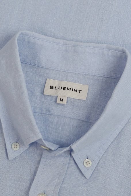 Bluemint % 100 Keten Comfort Fit Düğmeli Yaka Erkek Gömlek BM25002003MS 1209 AÇIK MAVİ - 3